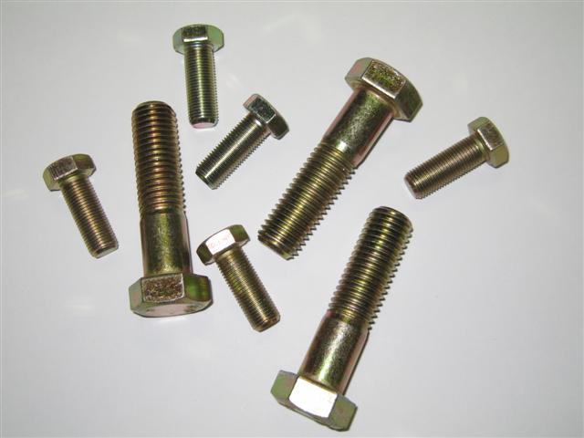 Bolts of various sizes that are used in the military and aerospace industry.